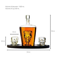 Thumbnail for Skull Crown Decanter in Bottle Skull Head with 2 Skull Glasses 750ml, Skull Bottle Whiskey, Tequila, Bourbon Scotch or Rum - Halloween - Great For Any Bar! - Fantasiaa 