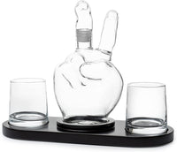 Thumbnail for Peace Sign Wine and Whiskey Decanter 750ml With 2 10oz Glasses 9