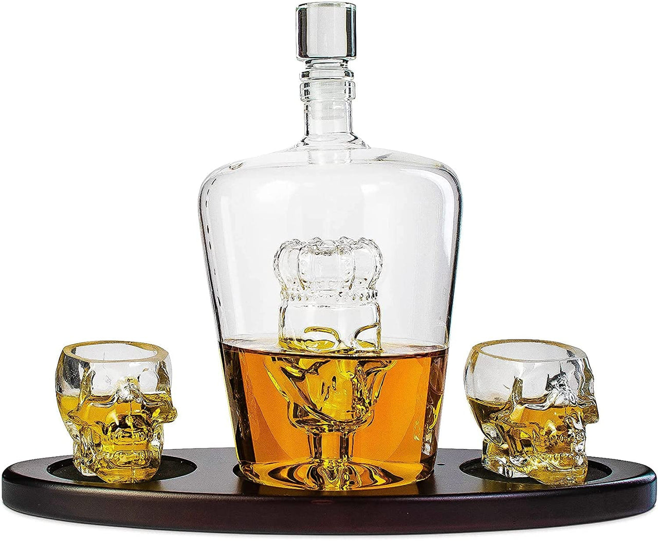 Skull Crown Decanter in Bottle Skull Head with 2 Skull Glasses 750ml, Skull Bottle Whiskey, Tequila, Bourbon Scotch or Rum - Halloween - Great For Any Bar! - Fantasiaa 