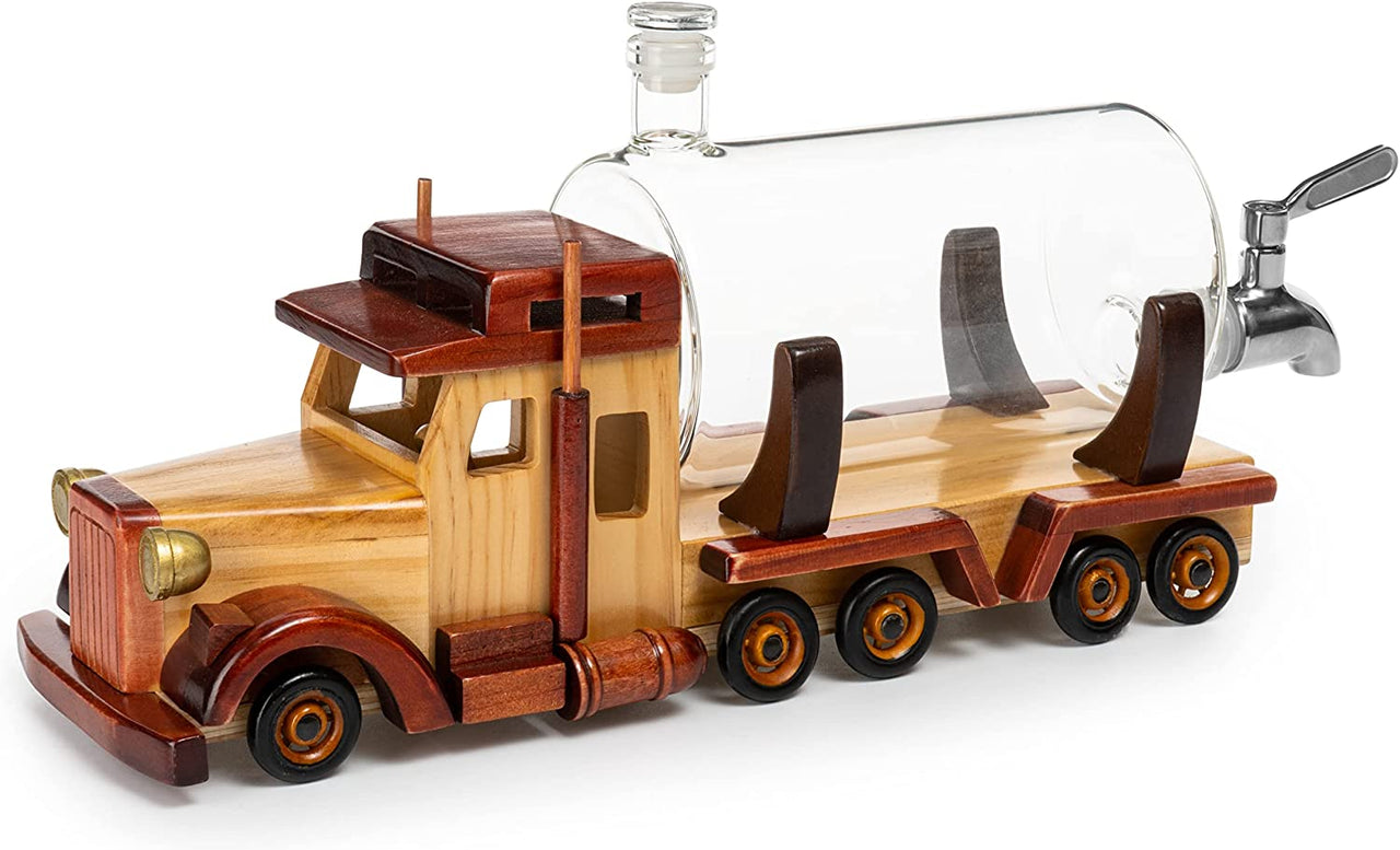 Truck Whiskey Decanter for Bourbon Scotch or Whiskey Fathers Gift 1000ml 18"L - Trucker Gifts, Truck Driver Gifts, Truck Figurine for Home Bar - Fantasiaa 