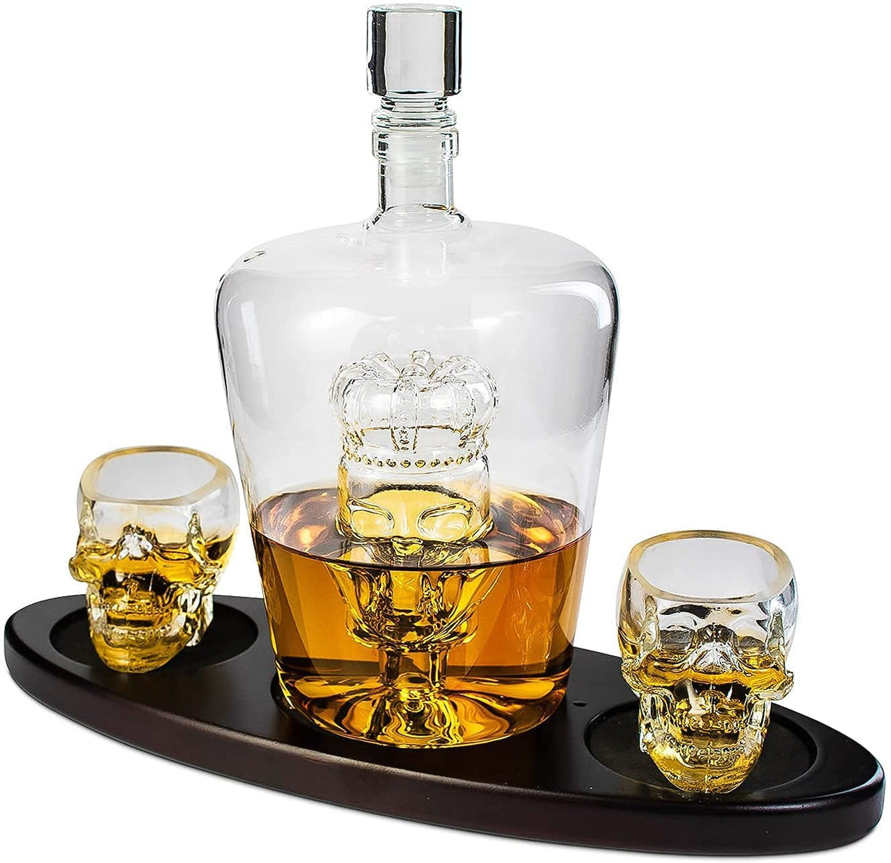 Skull Crown Decanter in Bottle Skull Head with 2 Skull Glasses 750ml, Skull Bottle Whiskey, Tequila, Bourbon Scotch or Rum - Halloween - Great For Any Bar! - Fantasiaa 