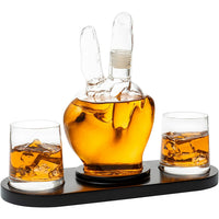 Thumbnail for Peace Sign Wine and Whiskey Decanter 750ml With 2 10oz Glasses 9