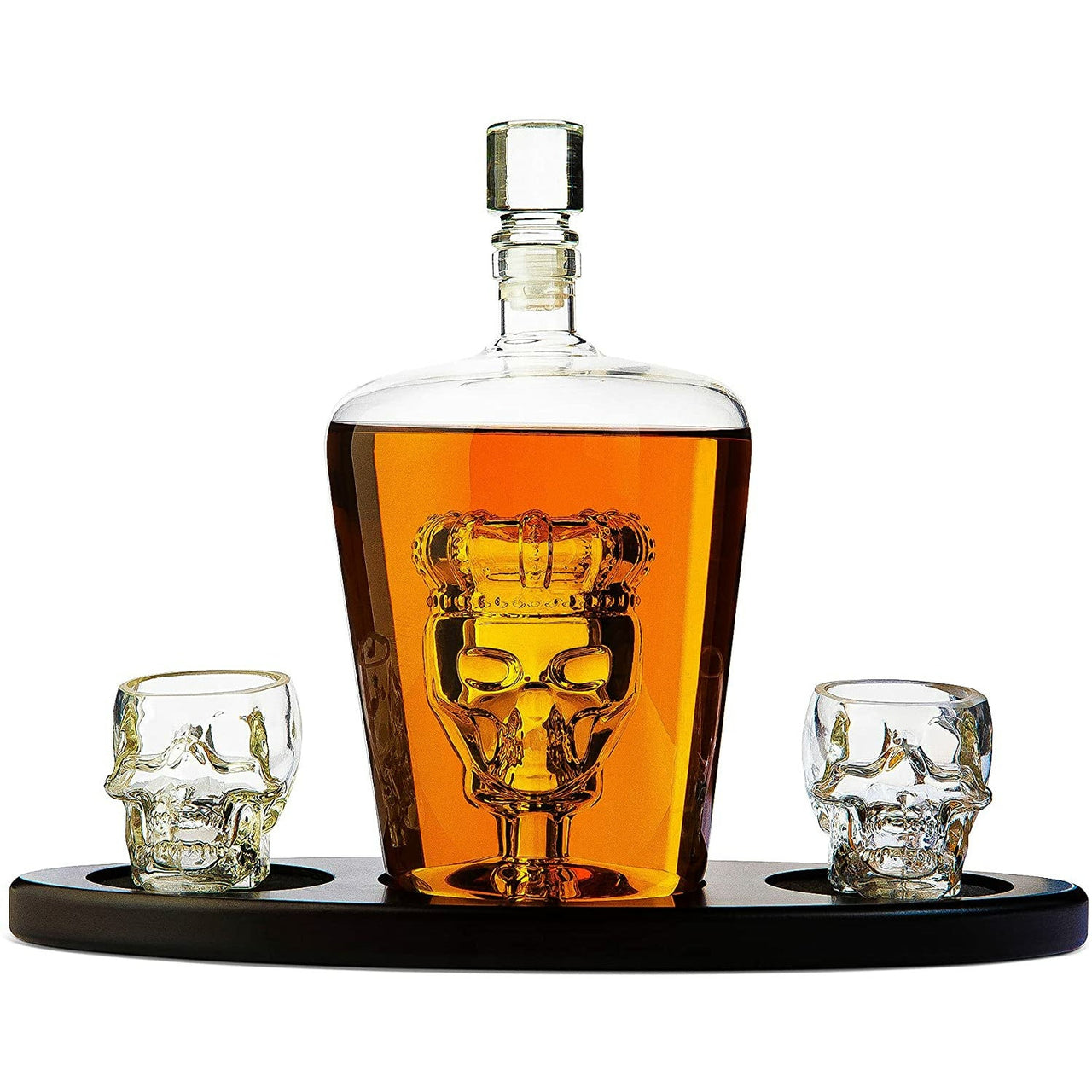 Skull Crown Decanter in Bottle Skull Head with 2 Skull Glasses 750ml, Skull Bottle Whiskey, Tequila, Bourbon Scotch or Rum - Halloween - Great For Any Bar! - Fantasiaa 