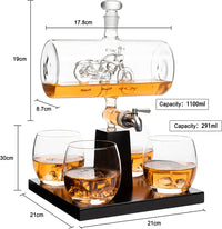 Thumbnail for Motorcycle Decanter Whiskey & Wine Decanter Set 1100ml by The Wine Savant with 4 Whiskey Glasses, Motorcycle Gifts, Harley Davidson Motorbike Gifts, Drink Dispenser for Wine, Scotch, Bourbon 19