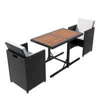 Thumbnail for 3 Piece Bistro Set with Cushions Poly Rattan Black - Fantasiaa Gifts