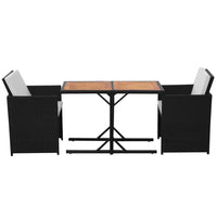 Thumbnail for 3 Piece Bistro Set with Cushions Poly Rattan Black - Fantasiaa Gifts