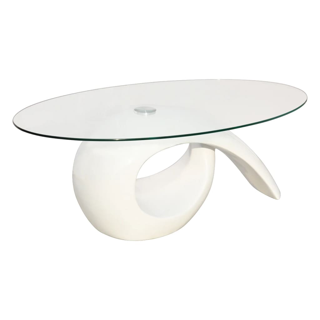 Coffee Table with Oval Glass Top High Gloss Black/High Gloss White - Fantasiaa Gifts