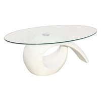 Thumbnail for Coffee Table with Oval Glass Top High Gloss Black/High Gloss White - Fantasiaa Gifts