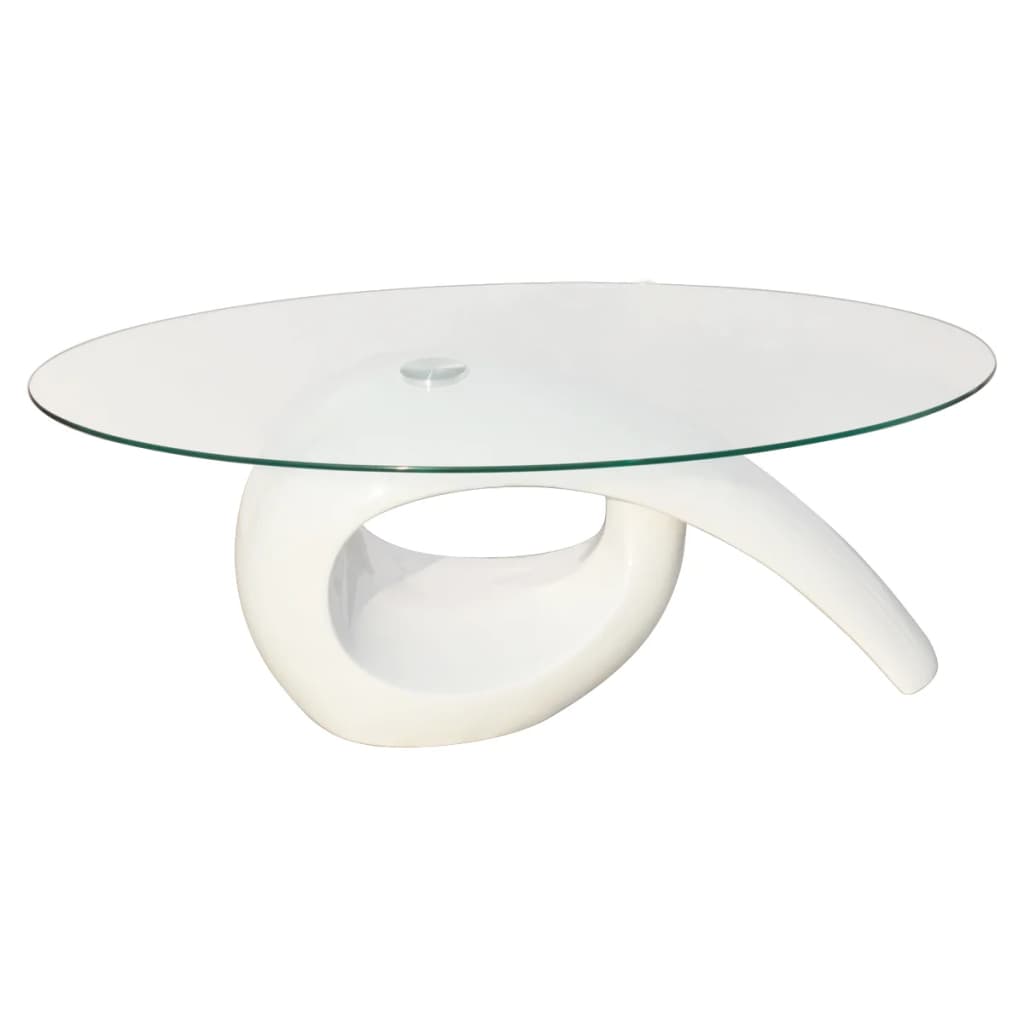 Coffee Table with Oval Glass Top High Gloss Black/High Gloss White - Fantasiaa Gifts