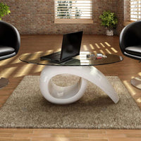 Thumbnail for Coffee Table with Oval Glass Top High Gloss Black/High Gloss White - Fantasiaa Gifts