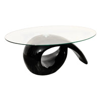 Thumbnail for Coffee Table with Oval Glass Top High Gloss Black/High Gloss White - Fantasiaa Gifts