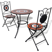 Thumbnail for 3 Piece Bistro Set Ceramic Tile Terracotta and White - Fantasiaa Gifts