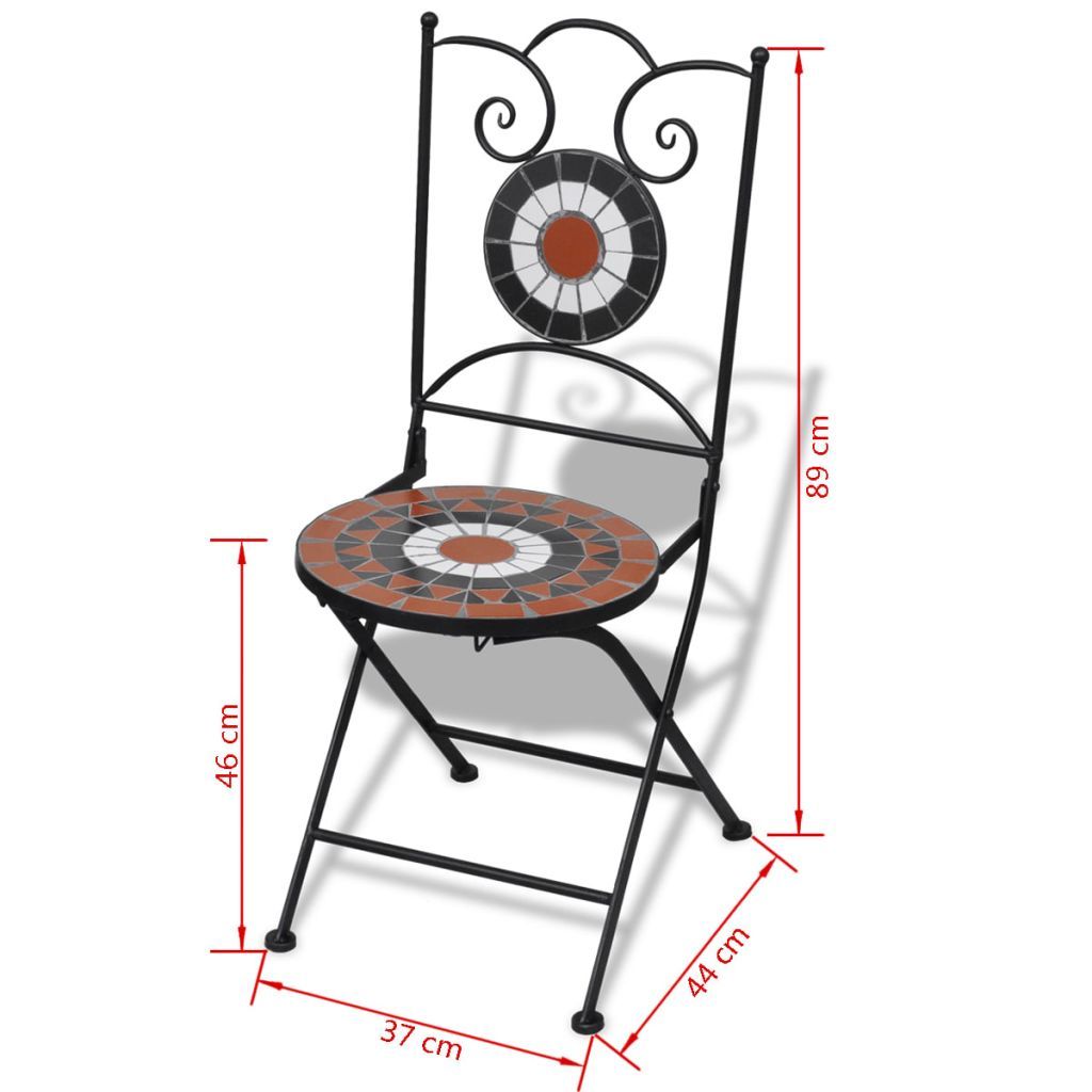 3 Piece Bistro Set Ceramic Tile Terracotta and White - Fantasiaa Gifts