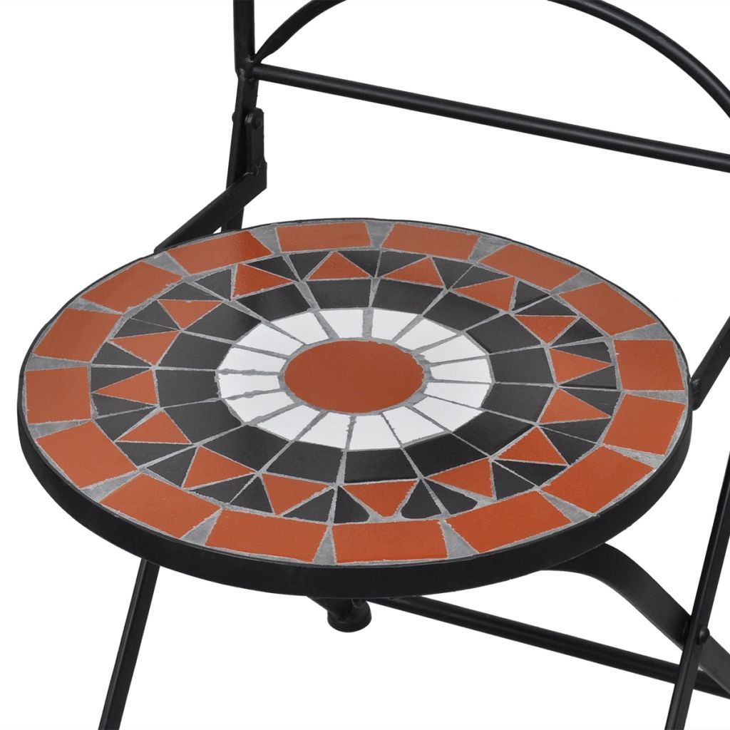 3 Piece Bistro Set Ceramic Tile Terracotta and White - Fantasiaa Gifts