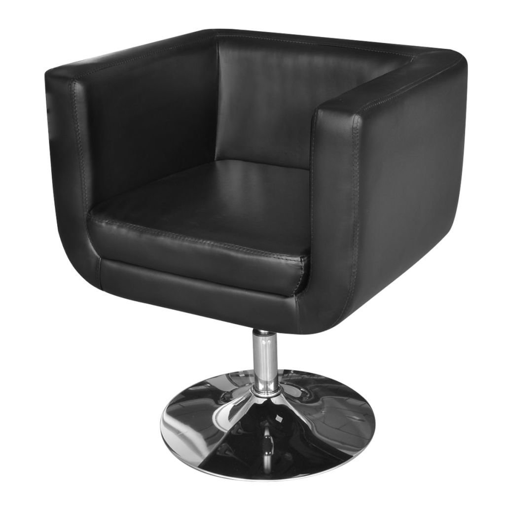 Armchair with Chrome Base Black Faux Leather - Fantasiaa Gifts