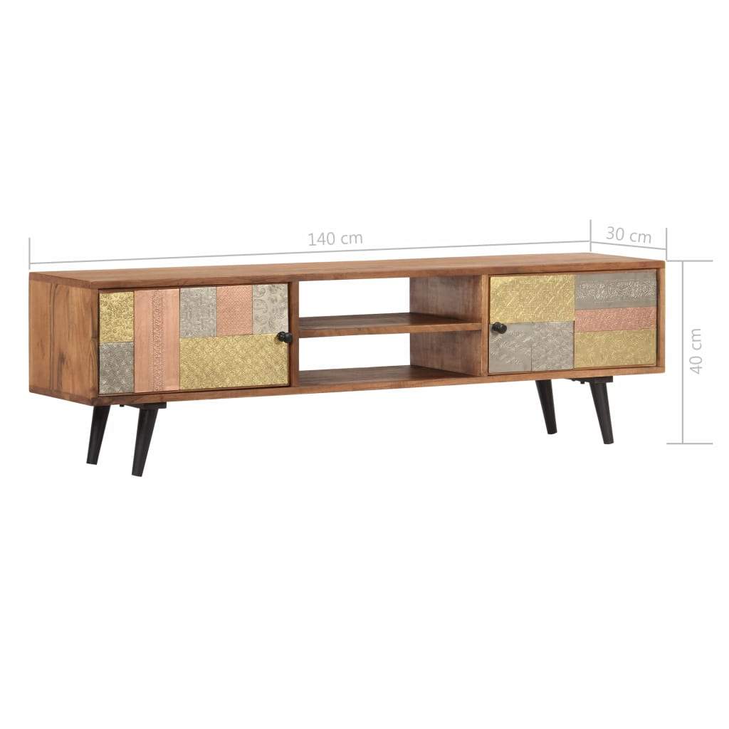 vidaXL TV Cabinet 55"x11.8"x15.7" Solid Acacia Wood - Fantasiaa 