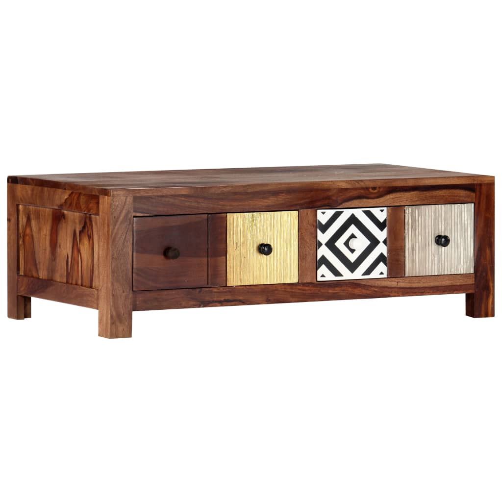 Coffee Table 35.4"x19.6"x11.8" Solid Sheesham Wood - Fantasiaa Gifts