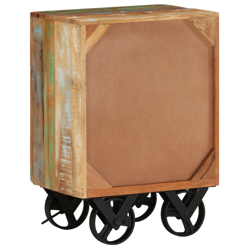 Bedside Cabinet with Wheels 15.7"x11.8"x22.4" Solid Reclaimed Wood - Fantasiaa Gifts