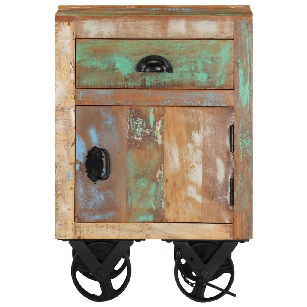 Bedside Cabinet with Wheels 15.7"x11.8"x22.4" Solid Reclaimed Wood - Fantasiaa Gifts