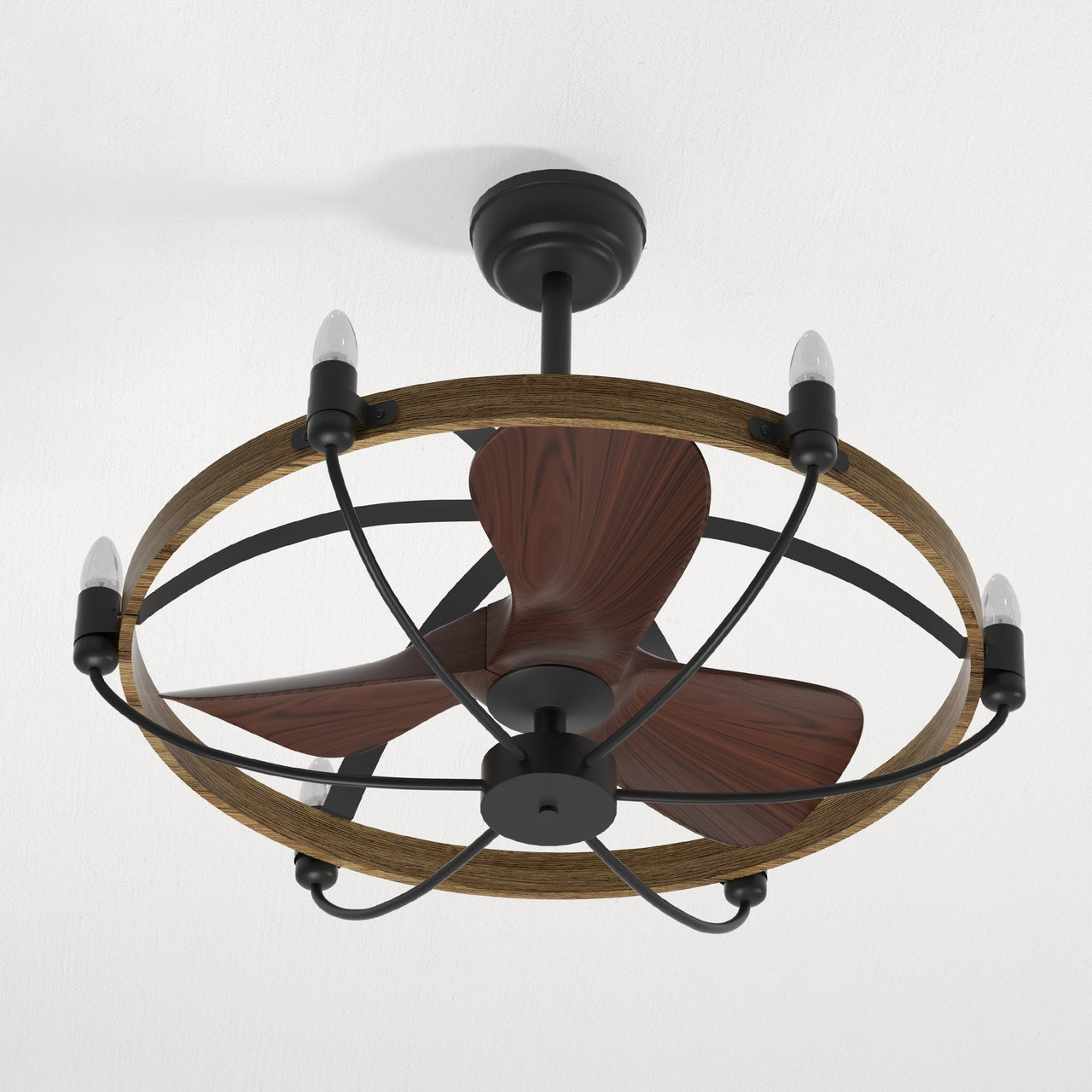 Farmhouse Caged Ceiliing Fan light Fixture-5