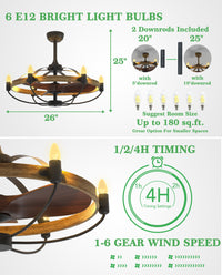 Thumbnail for Farmhouse Caged Ceiliing Fan light Fixture-6