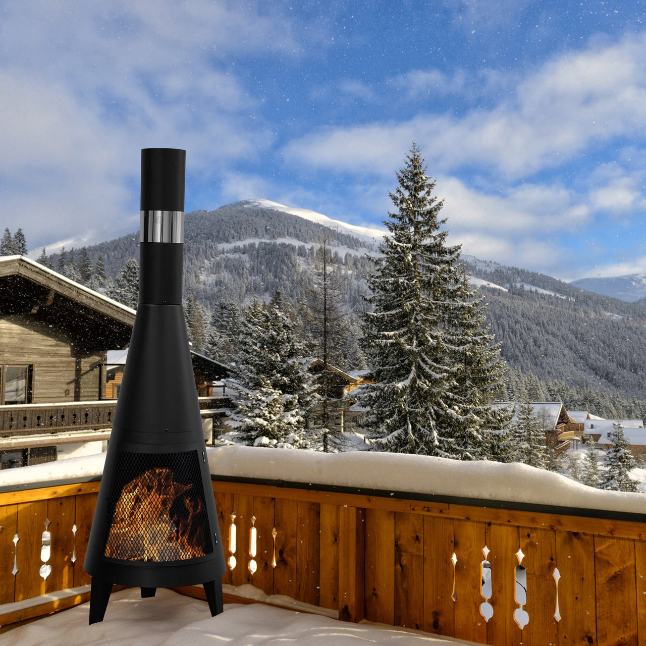 Modern Mesh Chiminea Fireplace-1