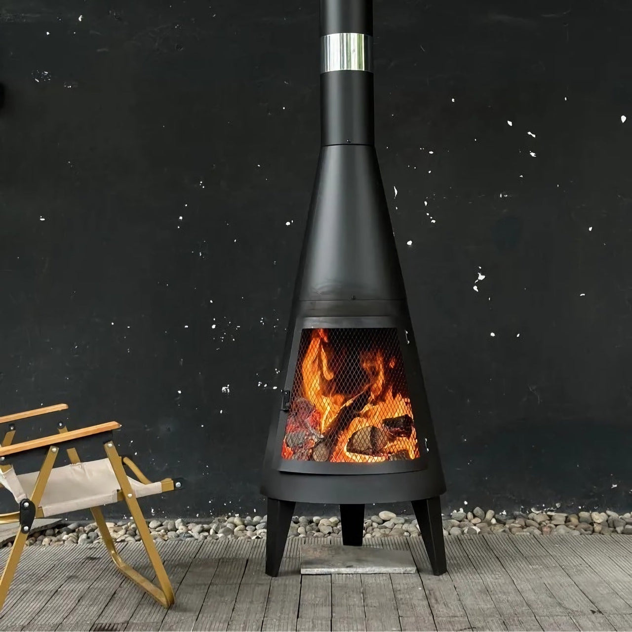 Modern Mesh Chiminea Fireplace-0