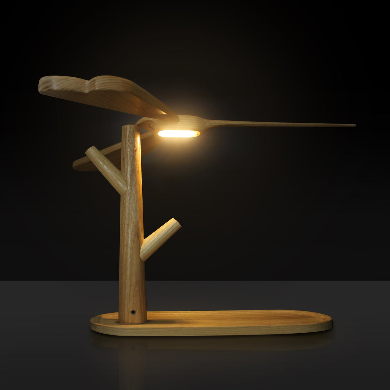 Dragonfly Balancing Lamp, Handcrafted Wood Lamp - Fantasiaa 