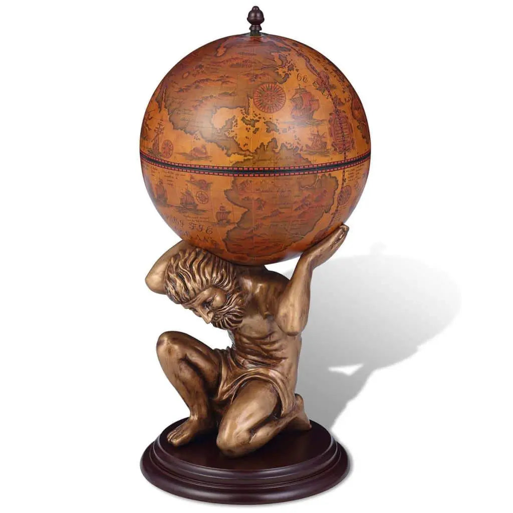 Globe Bar Wine Stand Atlas Design 16.5"x16.5"x33.5" vidaXL