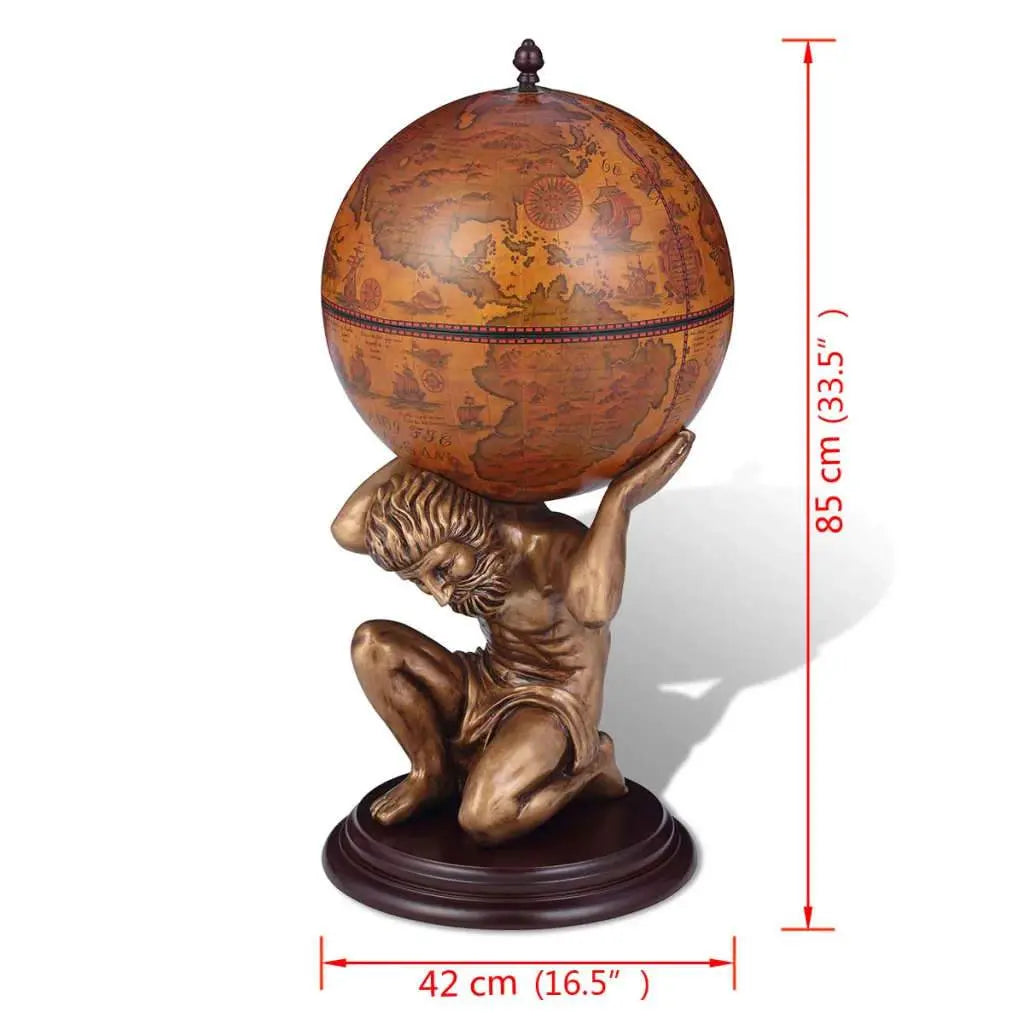 Globe Bar Wine Stand Atlas Design 16.5"x16.5"x33.5" vidaXL