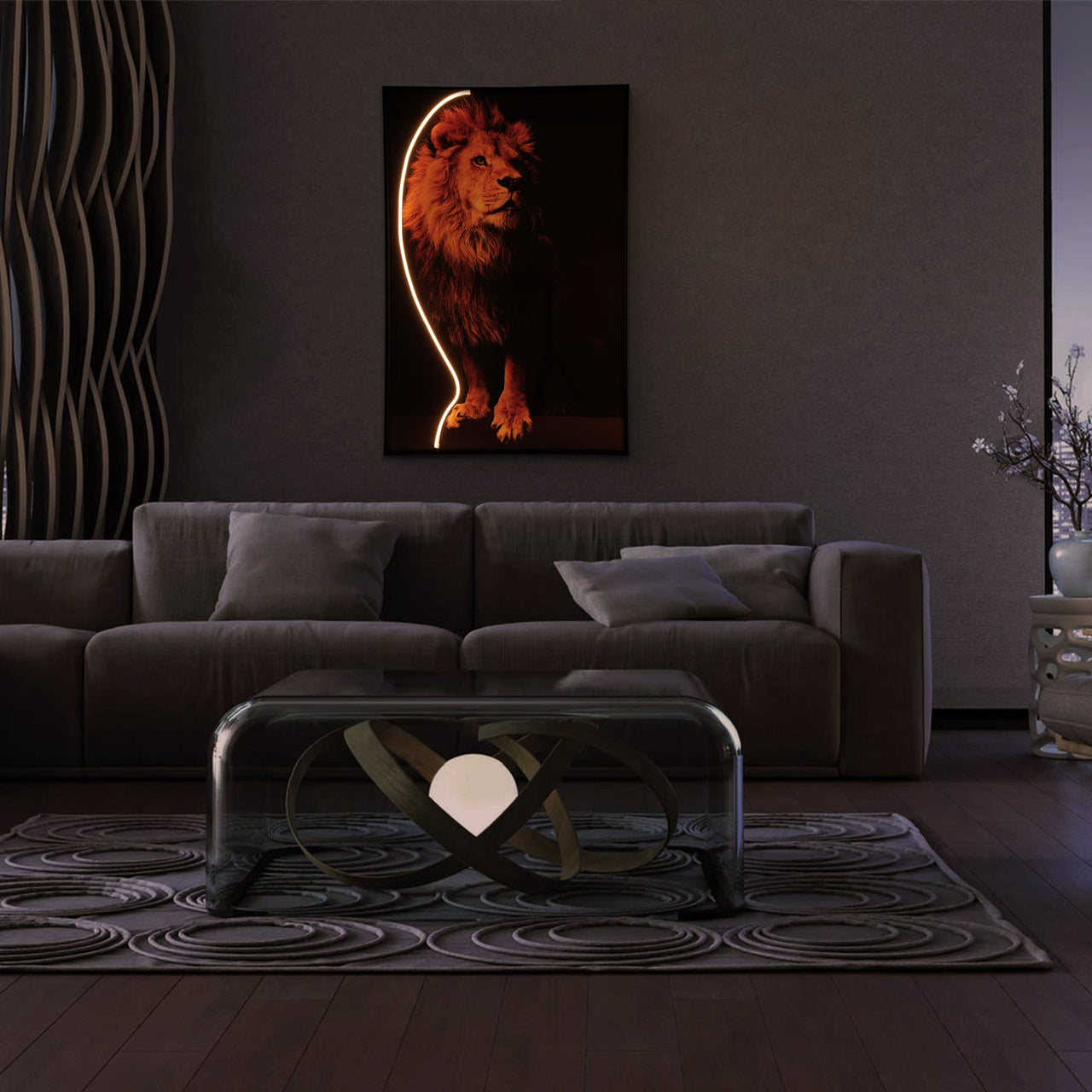 Lion Wall Art with LED Light-12