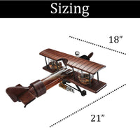 Thumbnail for Whiskey Decanter Airplane Set and 2 Airplane Glasses Antique Wood Airplane - Fantasiaa 