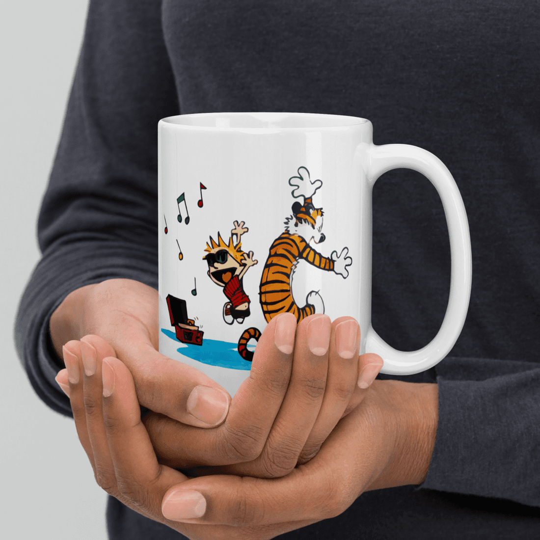 Calvin and Hobbes Dancing with Record Player Mug - Fantasiaa 