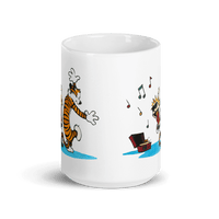 Thumbnail for Calvin and Hobbes Dancing with Record Player Mug - Fantasiaa 