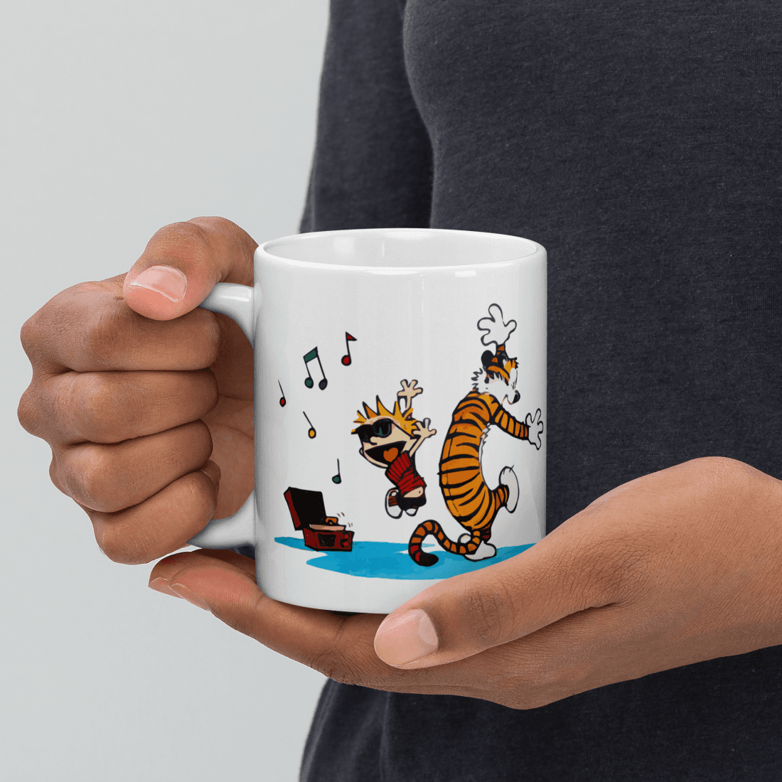 Calvin and Hobbes Dancing with Record Player Mug - Fantasiaa 