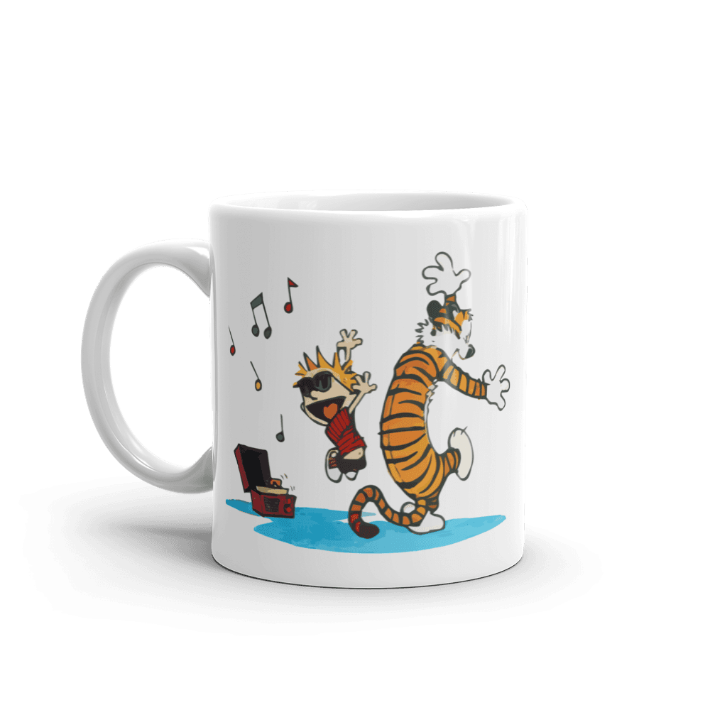 Calvin and Hobbes Dancing with Record Player Mug - Fantasiaa 