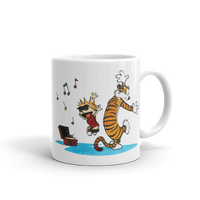 Thumbnail for Calvin and Hobbes Dancing with Record Player Mug - Fantasiaa 