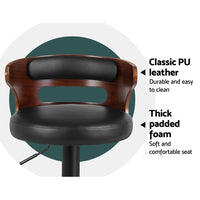 Thumbnail for Set of 2 Wooden Bar Stools With Gas Lift (Black PU Leather) - Fantasiaa Gifts