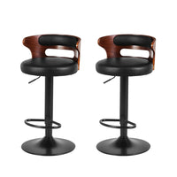 Thumbnail for Set of 2 Wooden Bar Stools With Gas Lift (Black PU Leather) - Fantasiaa Gifts