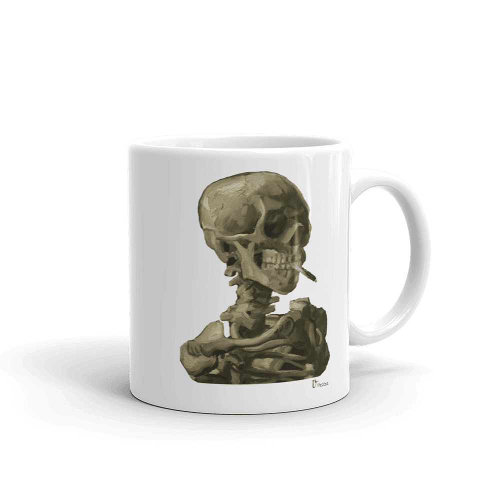 Van Gogh Skull of a Skeleton with Burning Cigarette 1886 Mug - Fantasiaa 