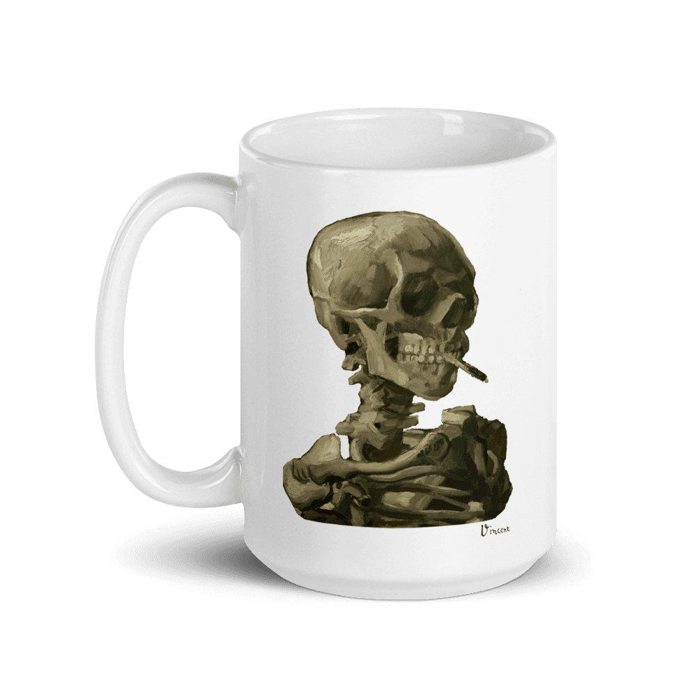 Van Gogh Skull of a Skeleton with Burning Cigarette 1886 Mug - Fantasiaa 