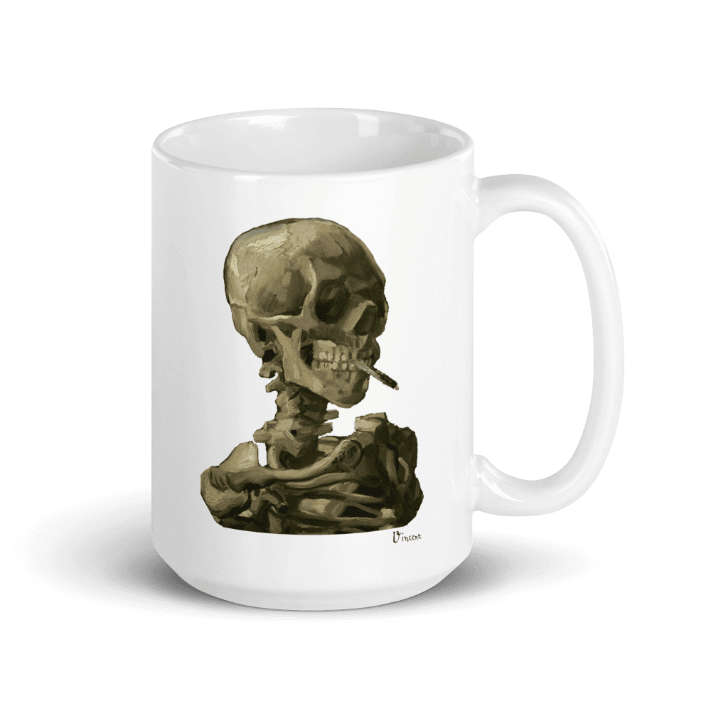 Van Gogh Skull of a Skeleton with Burning Cigarette 1886 Mug - Fantasiaa 