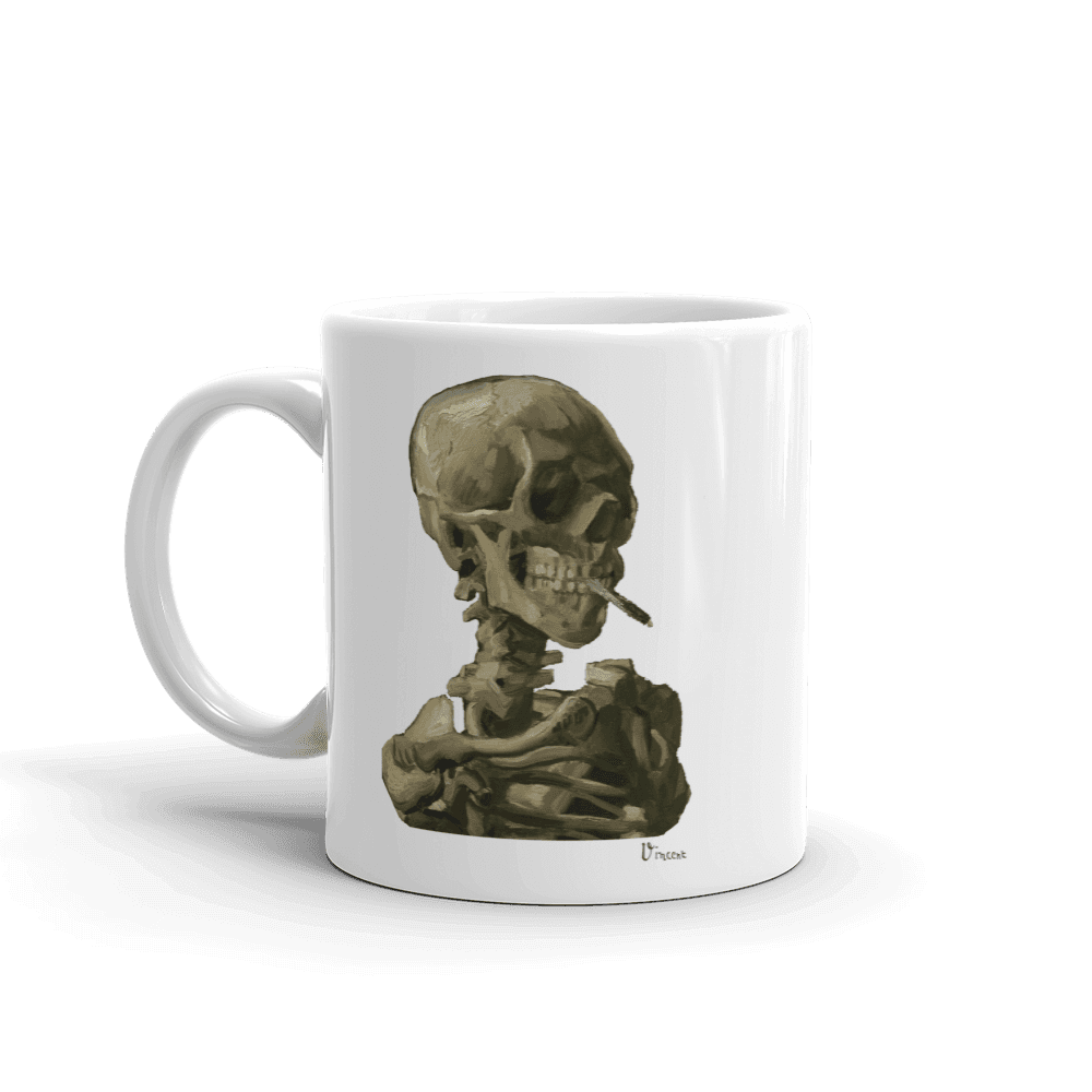 Van Gogh Skull of a Skeleton with Burning Cigarette 1886 Mug - Fantasiaa 